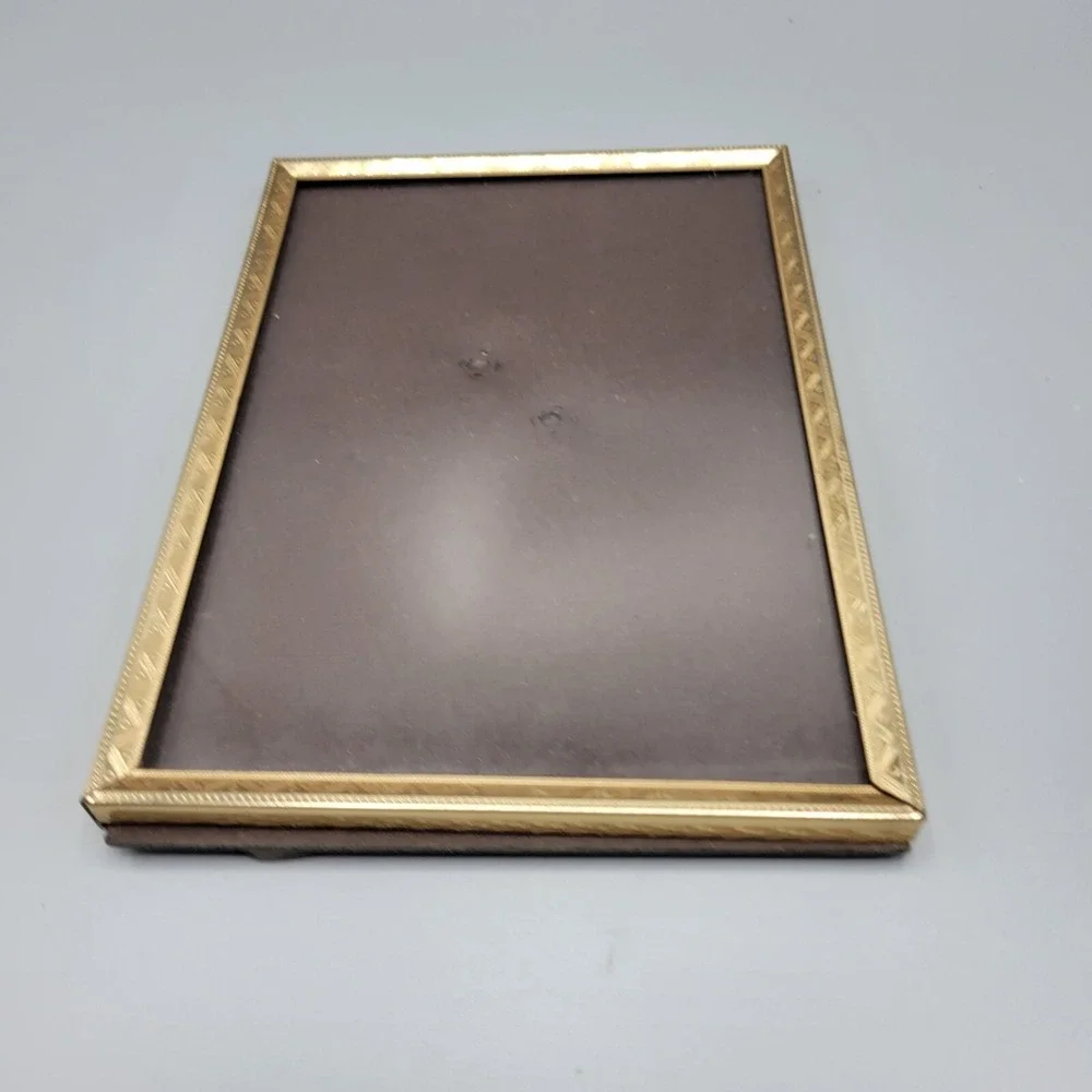 Vintage Gold Tone Standing Picture Frame Metal 5